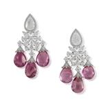 PAIR OF DIAMOND AND SPINEL EARRINGS -    - Online Auction of Fine Jewels