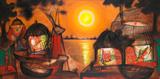 Sunset Prayer at Banares - Manu  Parekh - Spring Online Auction