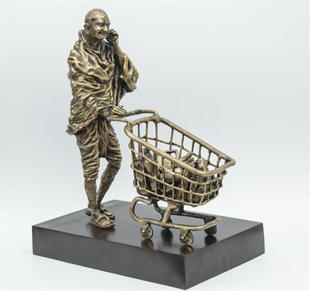 Gandhi with Shopping Cart                     