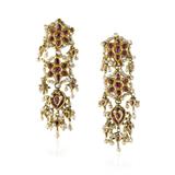 PAIR OF PERIOD GEMSET `JHUMKIS` OR EARRINGS  -    - Fine Jewels, Silver and Watches