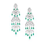 PAIR OF EMERALD AND DIAMOND EARRINGS -    - Fine Jewels, Silver and Watches