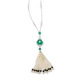 EMERALD, DIAMOND AND PEARL TASSLE NECKLACE -    - Fine Jewels, Silver and Watches