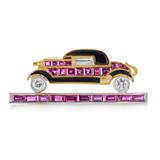 RUBY, DIAMOND AND ONYX GOLD `CAR` VINTAGE BROOCH -    - Fine Jewels, Silver and Watches