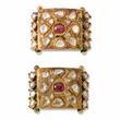 PAIR OF PERIOD DIAMOND `POLKI` AND RUBY BRACELET PLAQUES - Fine Jewels, Silver and Watches