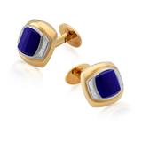 PAIR OF LAPIS LAZULI AND DIAMOND CUFFLINKS BY ASPREY -    - Fine Jewels, Silver and Watches