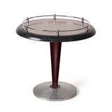 Round Granite Top Side Table with Stainless Steel Accents -    - The Design Sale