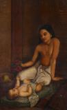 Baby and Princess - C RAJA RAJA VARMA & Raja Ravi Varma - Winter Live Auction: Indian Art