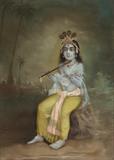 Untitled (Krishna with Flute Seated on a Rock) - Ustad  Allah Bux - Evening Sale | New Delhi, Live