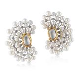 PAIR OF PEARL AND DIAMOND EARRINGS -    - Online Auction of Fine Jewels and Silver