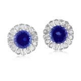  PAIR OF TANZANITE AND DIAMOND EARRINGS -    - Online Auction of Fine Jewels and Silver