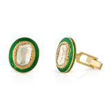 PAIR OF DIAMOND ‘POLKI‘ AND ENAMEL CUFFLINKS -    - Online Auction of Fine Jewels and Silver