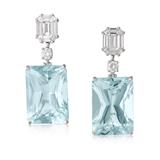PAIR OF AQUAMARINE AND DIAMOND EARRINGS -    - Online Auction of Fine Jewels and Silver