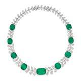 AN IMPRESSIVE EMERALD AND DIAMOND PLATINUM NECKLACE -    - Online Auction of Fine Jewels and Silver