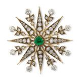 EMERALD AND DIAMOND ‘SUNBURST‘ BROOCH -    - Online Auction of Fine Jewels and Silver