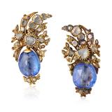 PAIR OF SAPPHIRE AND DIAMOND EARRINGS -    - Online Auction of Fine Jewels and Silver