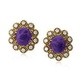  PAIR OF AMETHYST AND DIAMOND EARRINGS -    - Online Auction of Fine Jewels and Silver