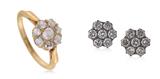 SET OF TWO: PAIR OF OLD-CUT DIAMOND EARRINGS AND RING -    - Online Auction of Fine Jewels and Silver