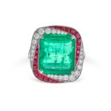 EMERALD, RUBY AND DIAMOND RING -    - Online Auction of Fine Jewels and Silver