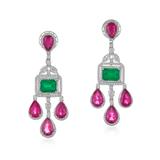 PAIR OF RUBELLITE, DIAMOND AND EMERALD EARRINGS -    - Online Auction of Fine Jewels and Silver