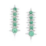 PAIR OF EMERALD AND DIAMOND EARRINGS -    - Online Auction of Fine Jewels and Silver