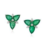 PAIR OF DIAMOND AND EMERALD EARRINGS -    - Online Auction of Fine Jewels and Silver