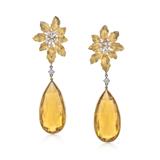 PAIR OF GOLDEN BERYL AND DIAMOND EARRINGS -    - Online Auction of Fine Jewels and Silver