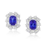 PAIR OF TANZANITE AND DIAMOND EARRINGS -    - Online Auction of Fine Jewels and Silver