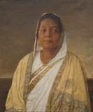 Untitled (Portrait of Mrs Sinha) - Hemendranath  Mazumdar - Evening Sale: Modern Art