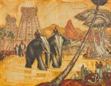 The Sacred Elephants in Madurai - André  Maire - Evening Sale: Modern Art