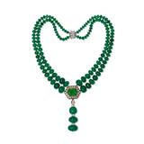 AN IMPRESSIVE EMERALD AND DIAMOND NECKLACE -    - Fine Jewels and Silver