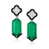 PAIR OF EMERALD AND DIAMOND EARRINGS -    - Fine Jewels and Silver