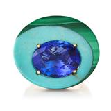 TANZANITE, MALACHITE AND TURQUOISE RING -    - Fine Jewels and Silver