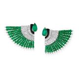 PAIR OF EMERALD, ONYX AND DIAMOND EARRINGS -    - Fine Jewels and Silver