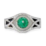 EMERALD, CRYSTAL, ONYX AND DIAMOND BROOCH -    - Fine Jewels and Silver