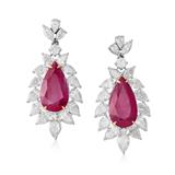 A MAGNIFICENT PAIR OF BURMESE RUBY AND DIAMOND EARRINGS -    - Fine Jewels and Silver