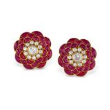 PAIR OF RUBY AND DIAMOND EARRINGS -    - Fine Jewels and Silver