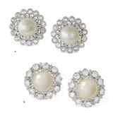 SET OF TWO: PEARL AND DIAMOND EARRINGS -    - Fine Jewels and Silver