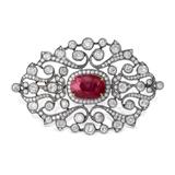 BURMESE RUBY AND DIAMOND BROOCH -    - Fine Jewels and Silver