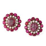 PAIR OF RUBY, SPINEL AND DIAMOND EARRINGS -    - Fine Jewels and Silver