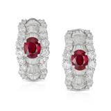 PAIR OF RUBY AND DIAMOND EARRINGS -    - Fine Jewels and Silver
