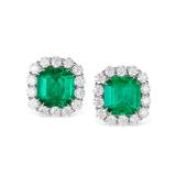 PAIR OF COLOMBIAN EMERALD AND DIAMOND EARRINGS -    - Fine Jewels and Silver