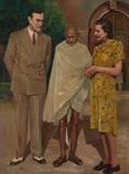 Gandhiji with Lord and Lady Mountbatten - Somnath  Khosa - Winter Online Auction