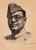 Portrait of Netaji Subhash Chandra Bose - S L Haldankar - Winter Online Auction