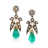 PAIR OF PERIOD EMERALD AND DIAMOND EARRINGS -    - Fine Jewels and Silver