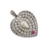 PERIOD PEARL AND DIAMOND PENDANT -    - Fine Jewels and Silver