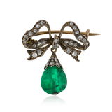 PERIOD EMERALD AND DIAMOND BROOCH -    - Fine Jewels and Silver