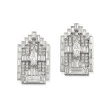 PAIR OF ART DECO DIAMOND COLLAR PINS -    - Fine Jewels and Silver