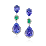 PAIR OF EMERALD, TANZANITE AND DIAMOND EARRINGS -    - Fine Jewels and Silver