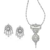 SUITE OF DIAMOND NECKLACE AND EARRINGS -    - Fine Jewels and Silver