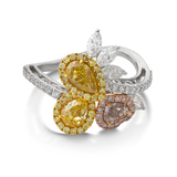 COLOURED DIAMOND AND DIAMOND RING -    - Fine Jewels and Silver